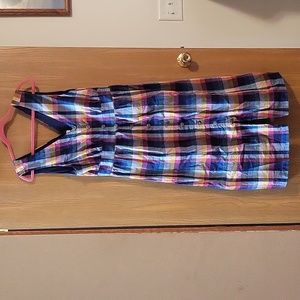 NWOT. Crew Factory Mixed-plaid Midi-dress with side pockets